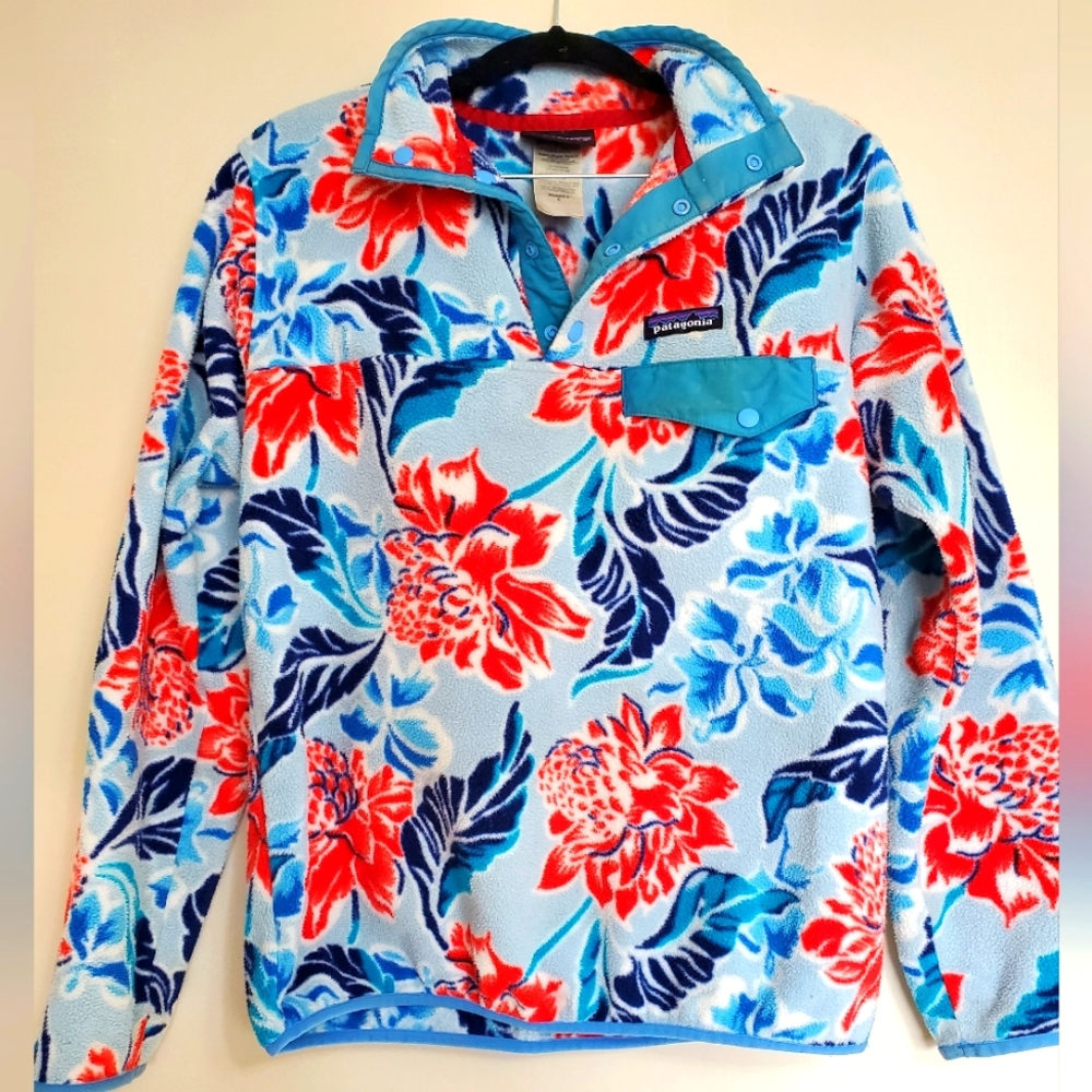 Patagonia Tropical Print Synchilla Snap T Pullover Fleece size Small